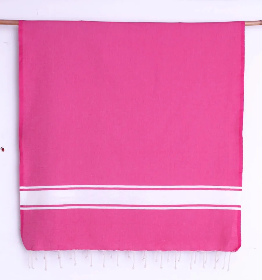 Fouta en Coton Recyclé rose fuchsia Fouta Tunisia - 1