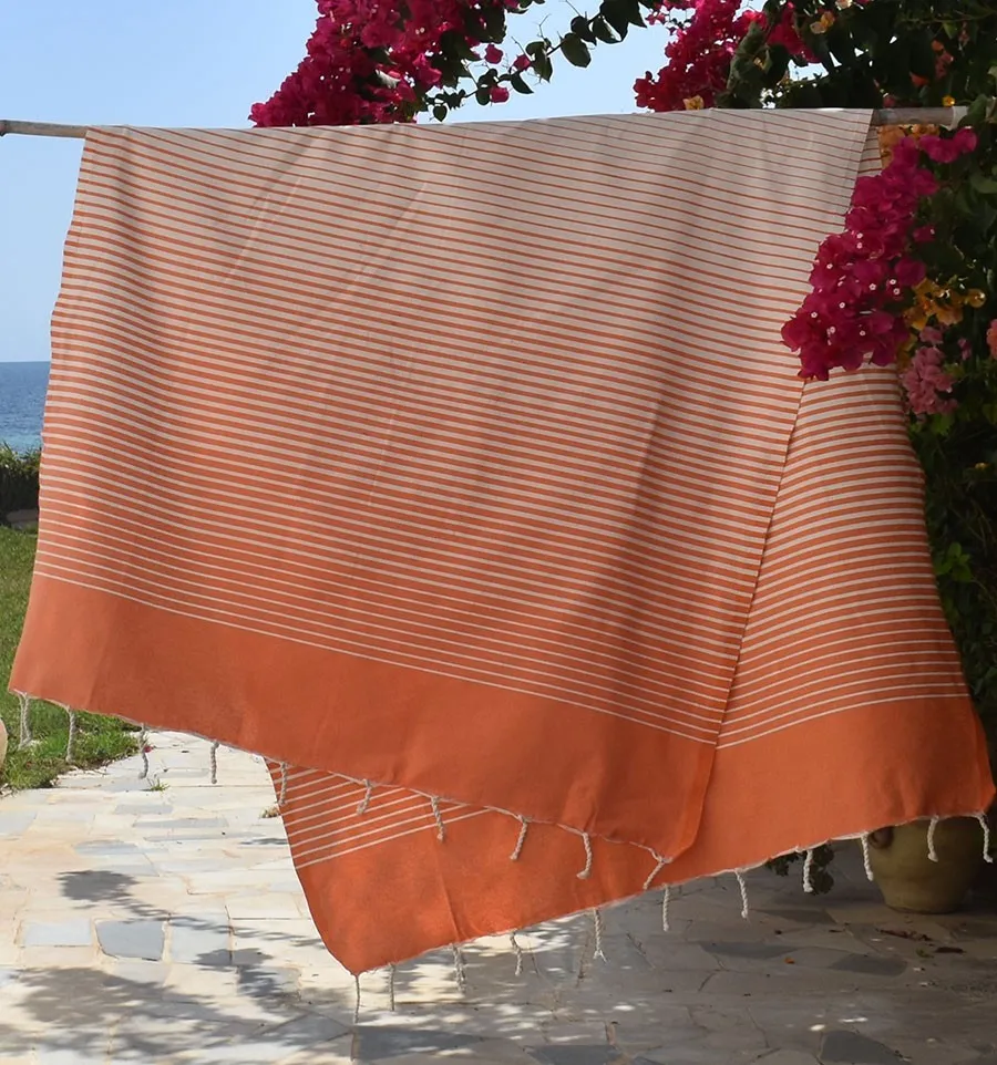 Fouta Portofino en Coton Recyclé orange Fouta Tunisia - 2