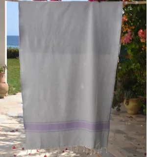 Fouta gris bandes parme Fouta Tunisia - 1