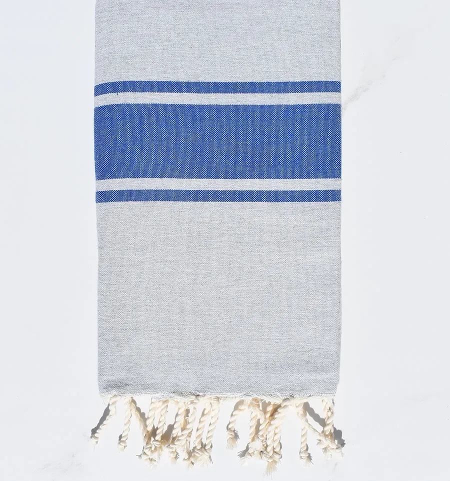 Fouta gris bandes bleues Fouta Tunisia - 3