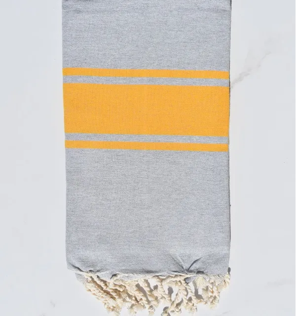 Fouta gris bandes jaune Fouta Tunisia - 3