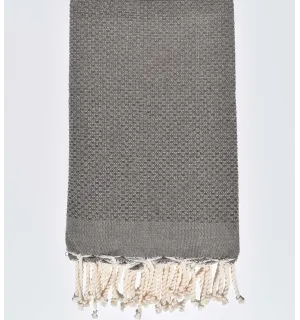 Fouta nid d'abeille unie taupe Fouta Tunisia - 1