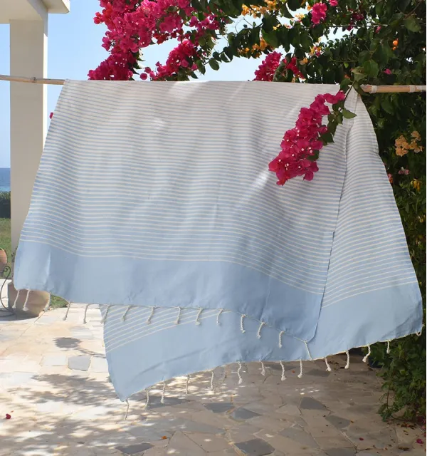 Fouta Portofino en Coton Recyclé bleu ciel Fouta Tunisia - 2