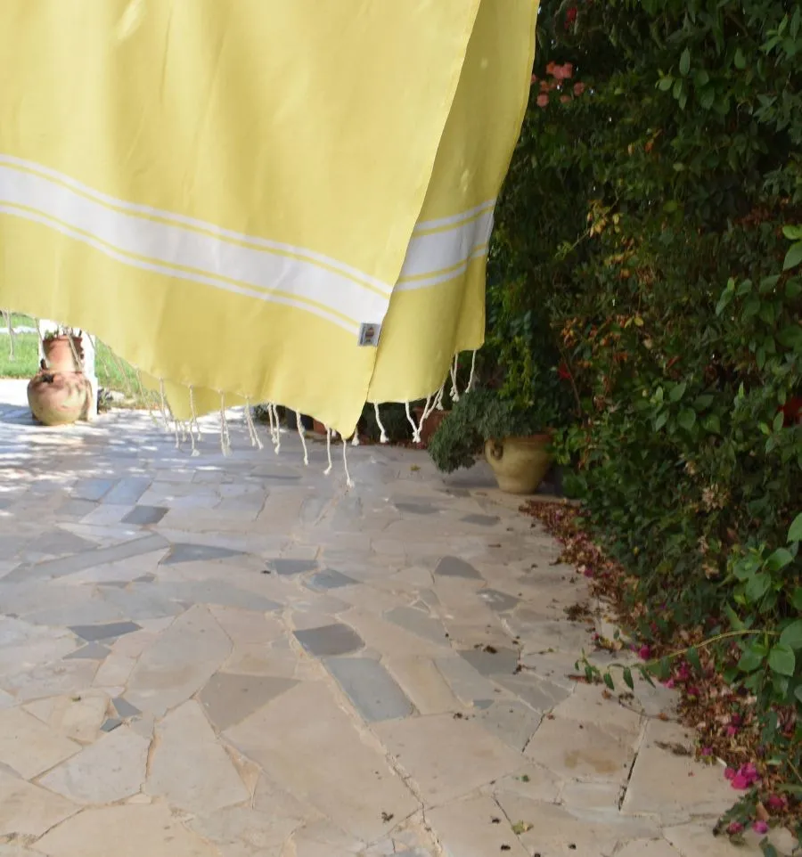 Fouta en Coton Recyclé jaune - Mode et Écologie - FOUTA TUNISIA