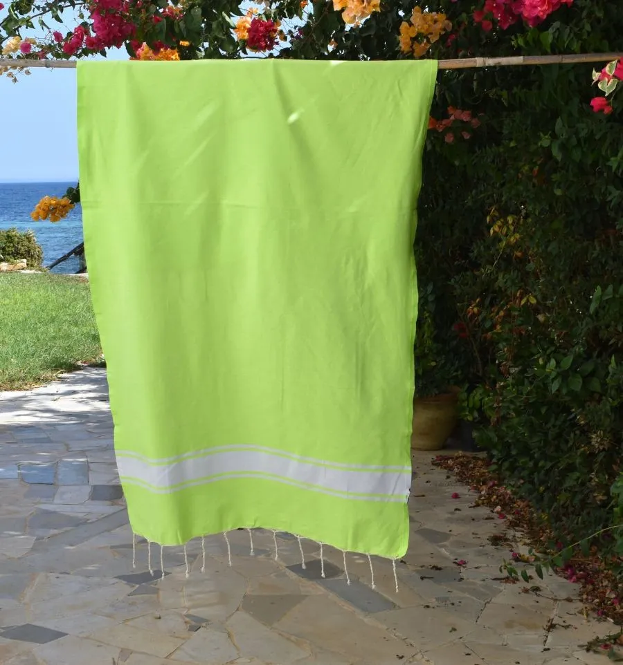 Fouta en Coton Recyclé vert clair - Mode Ecologique - FOUTA TUNISIA