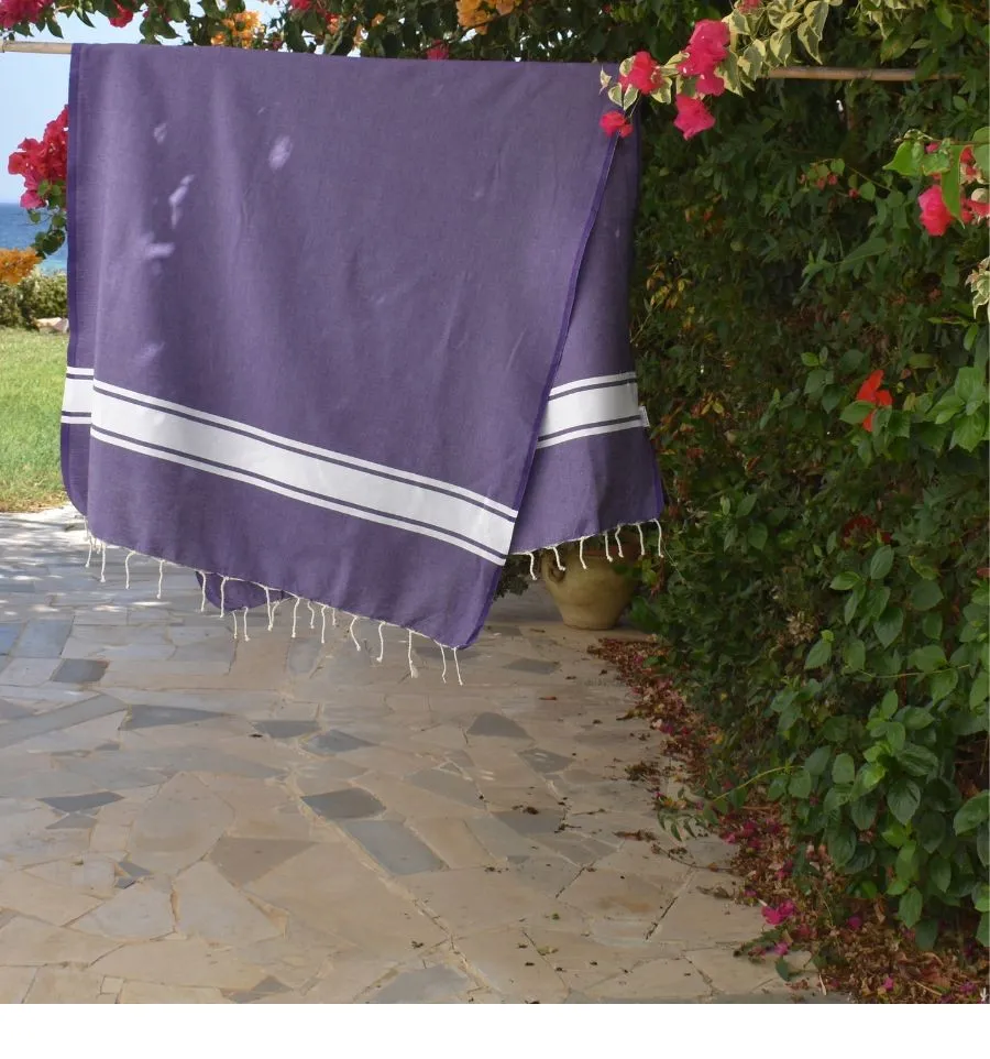 Fouta en Coton Recyclé violet - Mode Durable - FOUTA TUNISIA