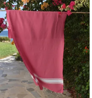 Fouta en Coton Recyclé fuchsia - Mode éco-responsable - FOUTA TUNISIA