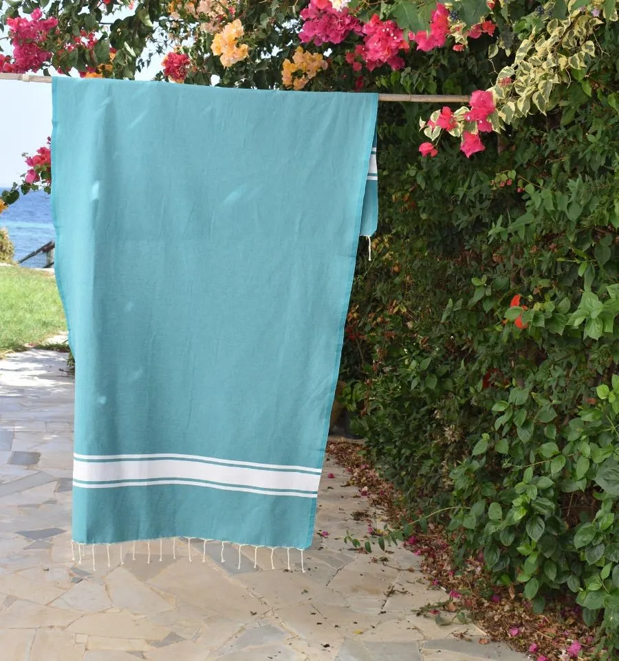 Fouta en Coton Recyclé bleu céleste - Mode Écologique - FOUTA TUNISIA