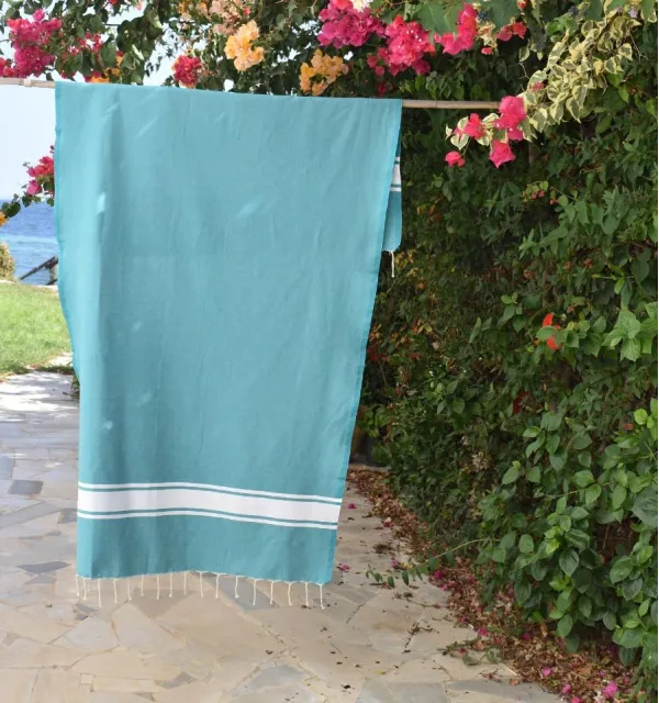 Fouta en Coton Recyclé bleu céleste - Mode Écologique - FOUTA TUNISIA