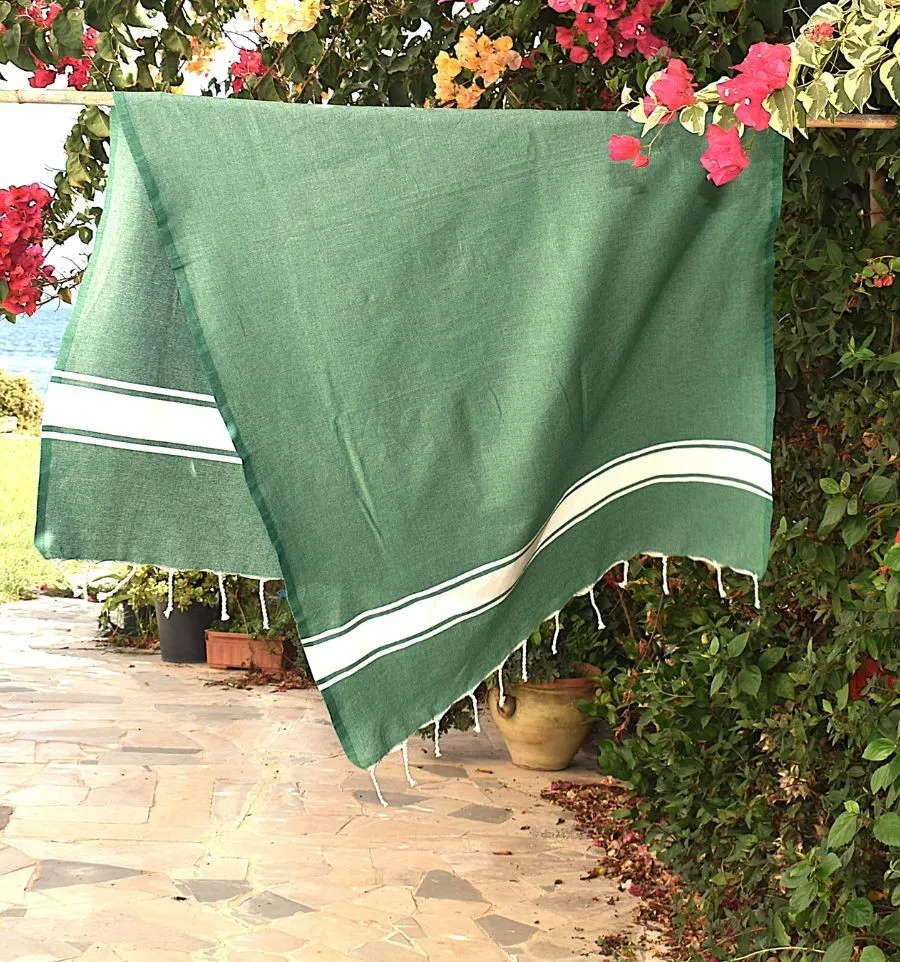 Fouta classique vert - Serviette de plage - FOUTA TUNISIA