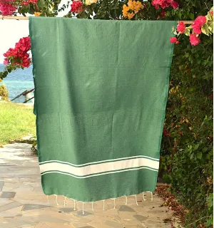 Fouta classique vert - Serviette de plage - FOUTA TUNISIA