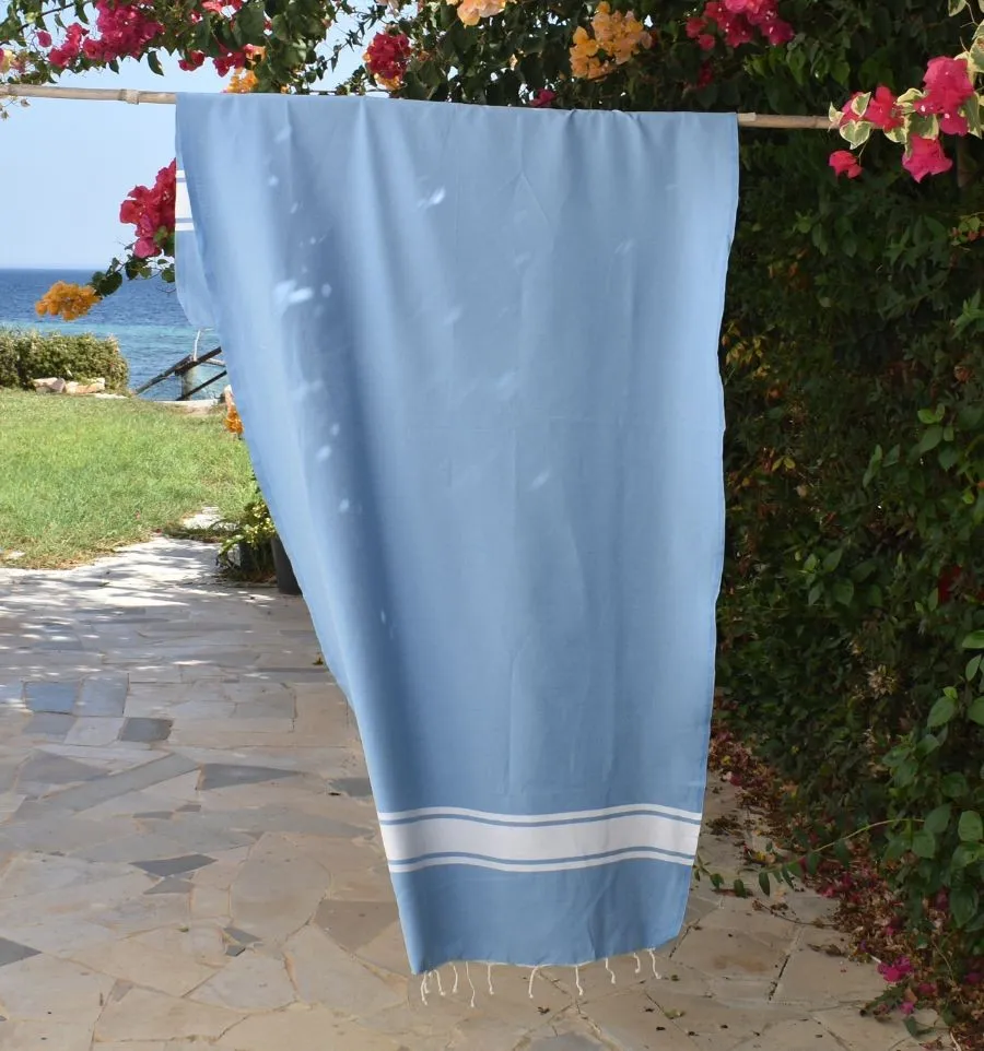 Fouta en Coton Recyclé bleu clair - Mode Écologique - FOUTA tunisia