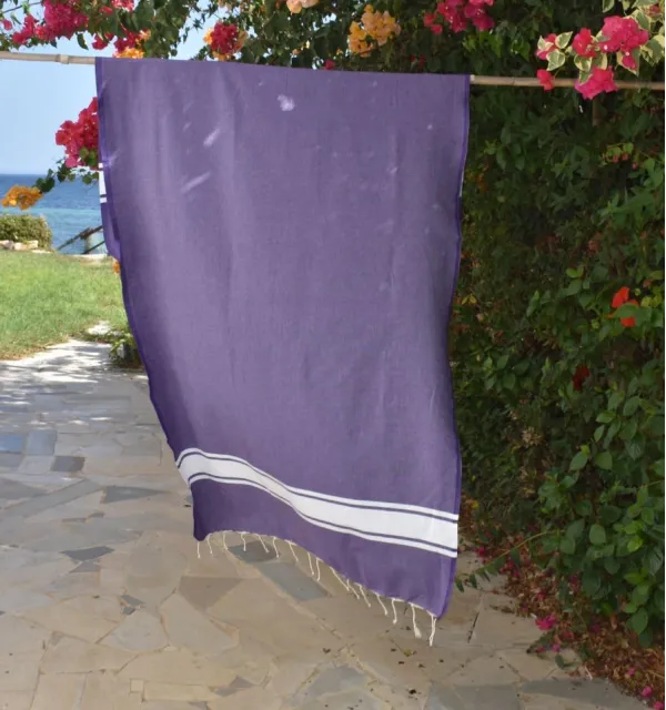Fouta en Coton Recyclé violet - Mode Durable - FOUTA TUNISIA