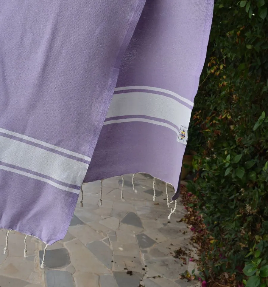 Fouta en Coton Recyclé parme clair - Mode durable - FOUTA TUNISIA