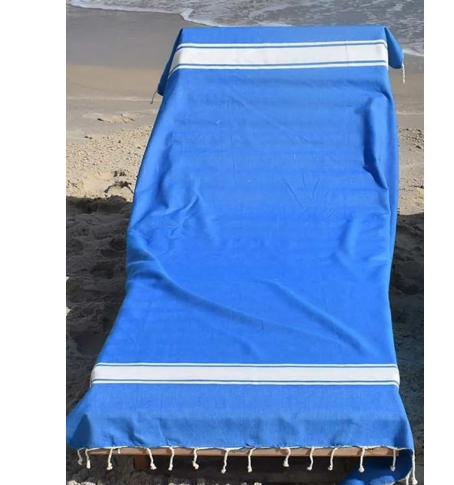 Fouta Plate bleu 100x200 cm - 100 % Coton - FOUTA TUNISIA