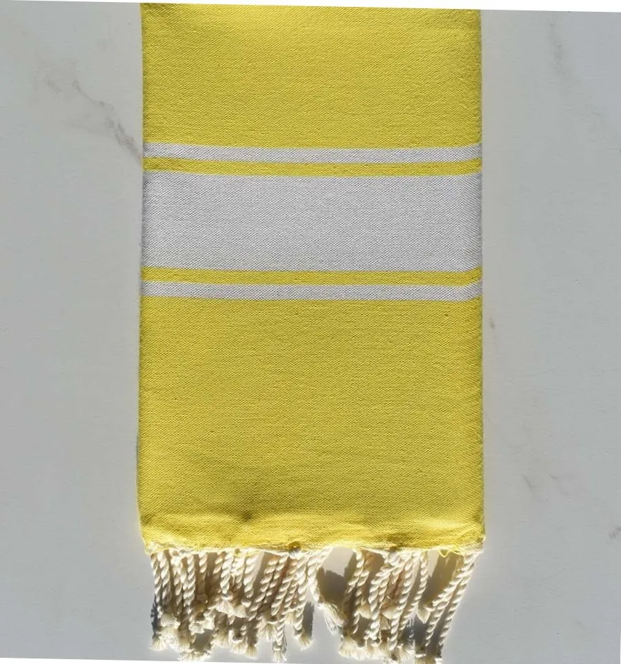 Fouta Plate jaune 100x200 cm - 100 % Coton - FOUTA TUNISIA