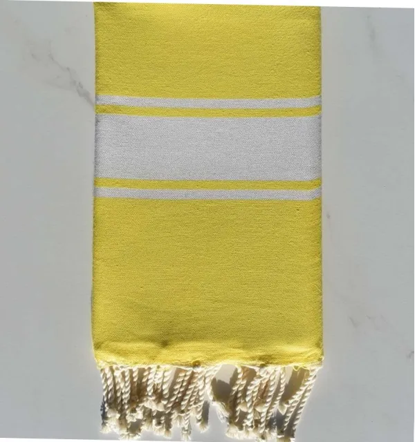 Fouta Plate jaune 100x200 cm - 100 % Coton - FOUTA TUNISIA