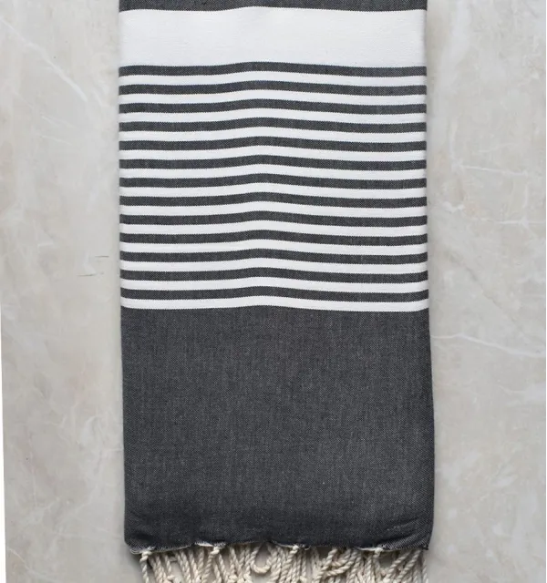 JETé Gris ardoise avec rayures - FOUTA TUNISIA
