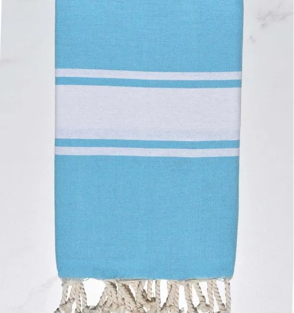 Fouta en Coton Recyclé bleu céleste - Mode Écologique - FOUTA TUNISIA