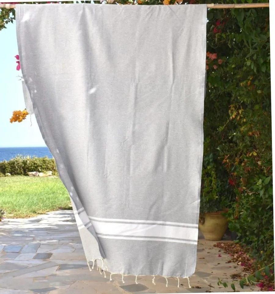 Fouta en Coton Recyclé Gris - Écologique & Durable - FOUTA TUNISIA