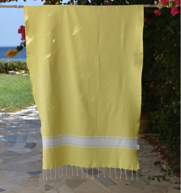 Fouta en Coton Recyclé jaune - Mode et Écologie - FOUTA TUNISIA