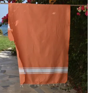 Fouta en Coton Recyclé orange - Mode Écologique - FOUTA TUNISIA