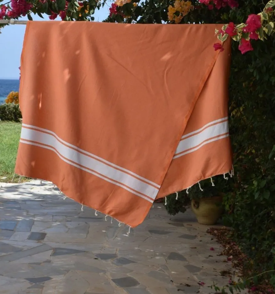 Fouta en Coton Recyclé orange - Mode Écologique - FOUTA TUNISIA