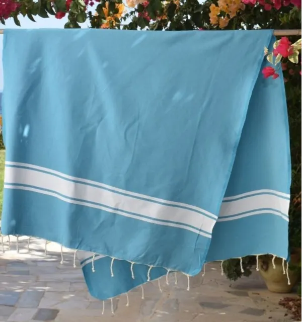 Fouta en Coton Recyclé bleu céleste - Mode Écologique - FOUTA TUNISIA