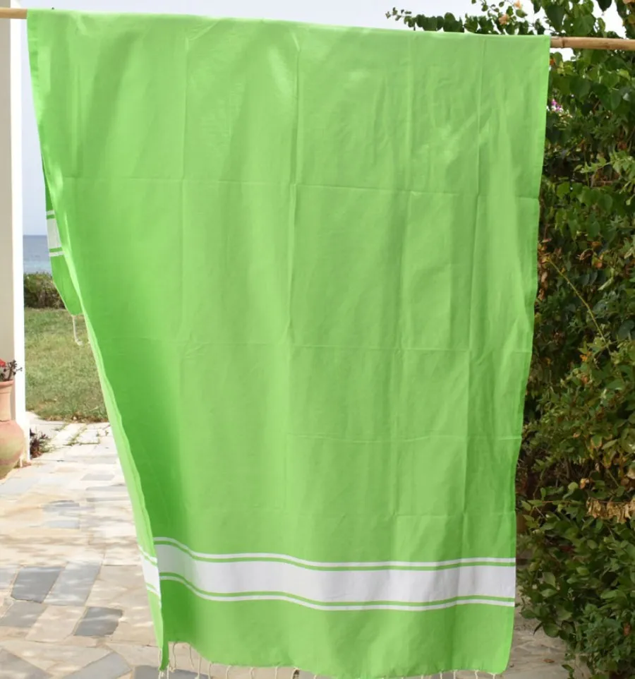 Fouta Plate vert lime 100x200 cm - 100 % Coton - FOUTA TUNISIA