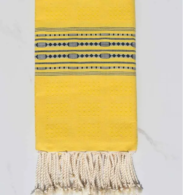 Fouta thalasso jaune 100x200 cm - 100 % Coton - FOUTA TUNISIA