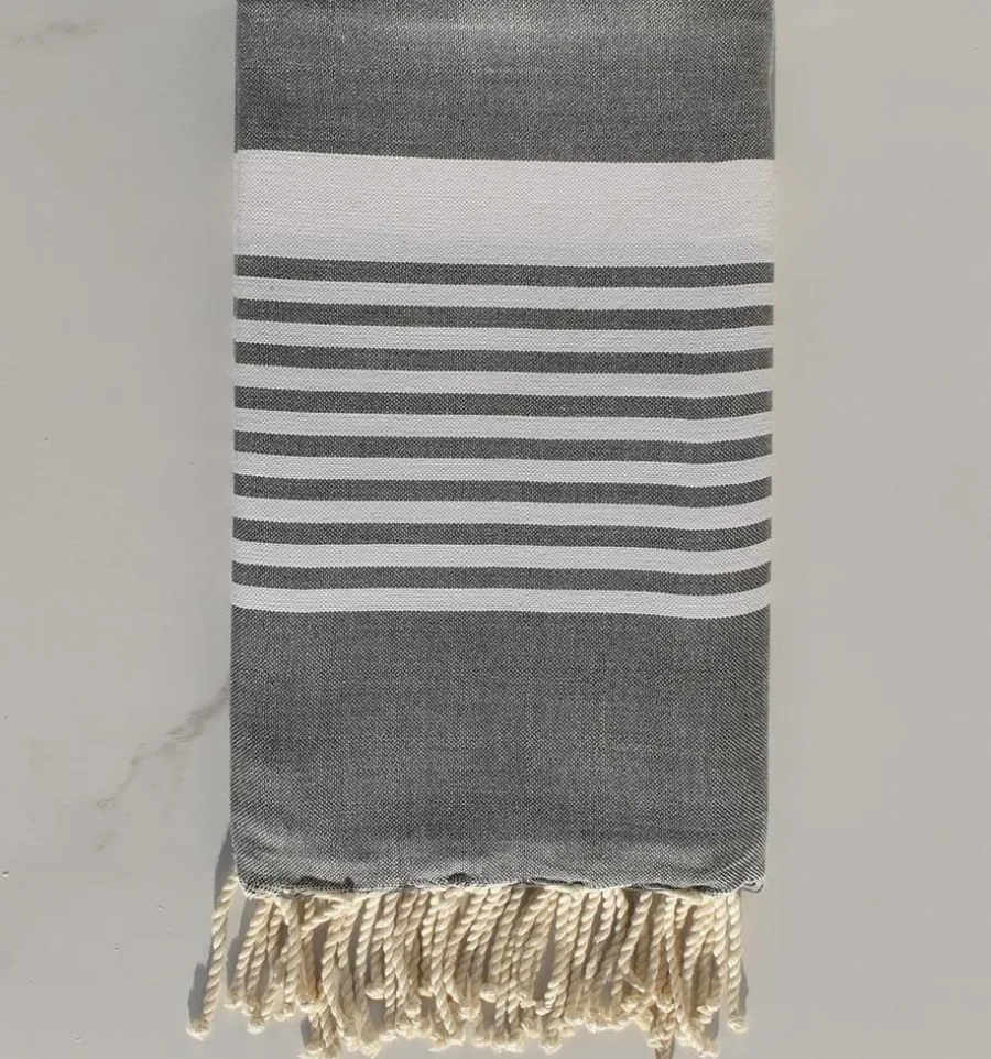 Fouta arthur gris moyen - FOUTA TUNISIA