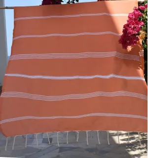 Fouta Mykonos orange - Serviette de plage - Fouta Tunisia
