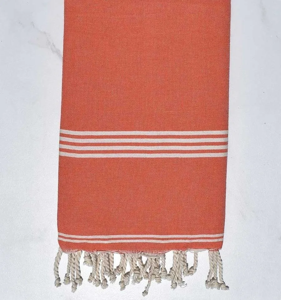 Fouta Mykonos orange - Serviette de plage - Fouta Tunisia