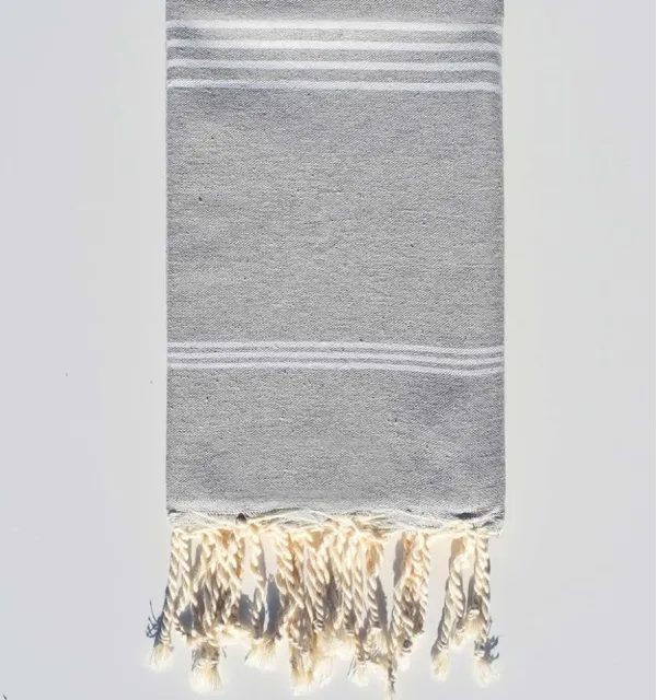 Fouta Mykonos en Coton Recyclé gris clair - Fouta Tendance