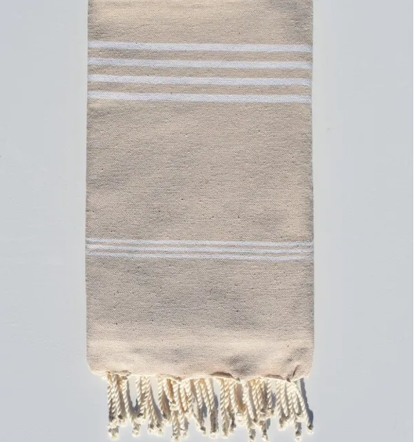 Fouta Mykonos beige - Serviette de plage - FOUTA TUNISIA