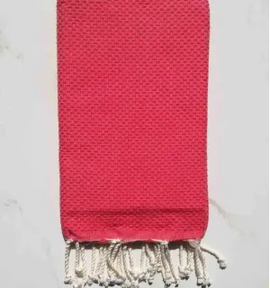 Fouta nid d'abeille unie couleur rose bonbon Fouta Tunisia - 1 2