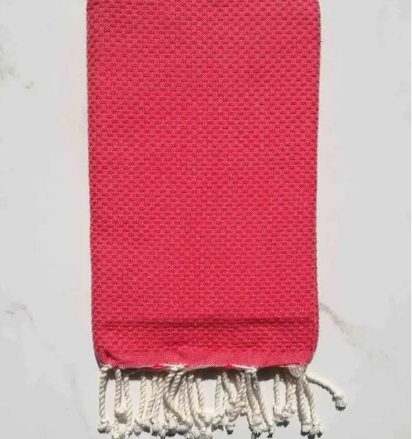 Fouta nid d'abeille unie rose bonbon 100x200 cm - 100 % Coton - FOUTA TUNISIA