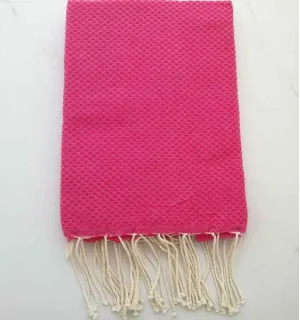 FOUTA nid d'abeille unie rose fushia Fouta Tunisia - 1 2