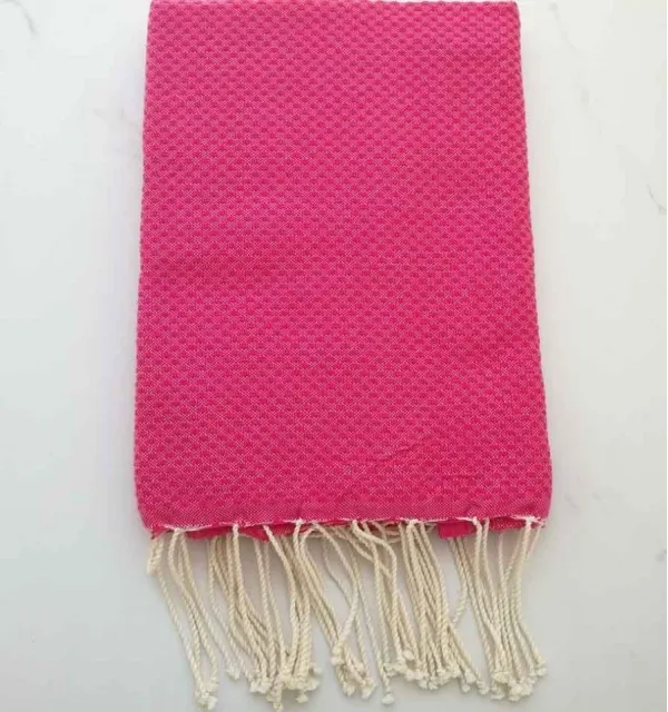 FOUTA nid d'abeille unie rose fushia - 100x200 cm - 100 % Coton - FOUTA TUNISIA