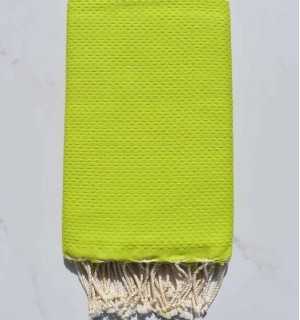 Fouta nid d'abeille unie vert lime Fouta Tunisia - 1 2