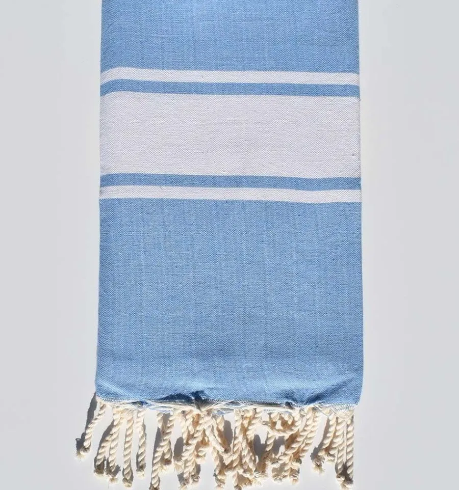 Fouta en Coton Recyclé bleu clair - Mode Écologique - FOUTA tunisia