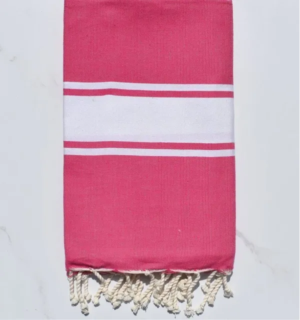 fouta plate rose fushia 100x200 cm - 100 % Coton - FOUTA TUNISIA