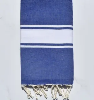 Fouta Plate Bleu jean avec rayures Fouta Tunisia - 1 2