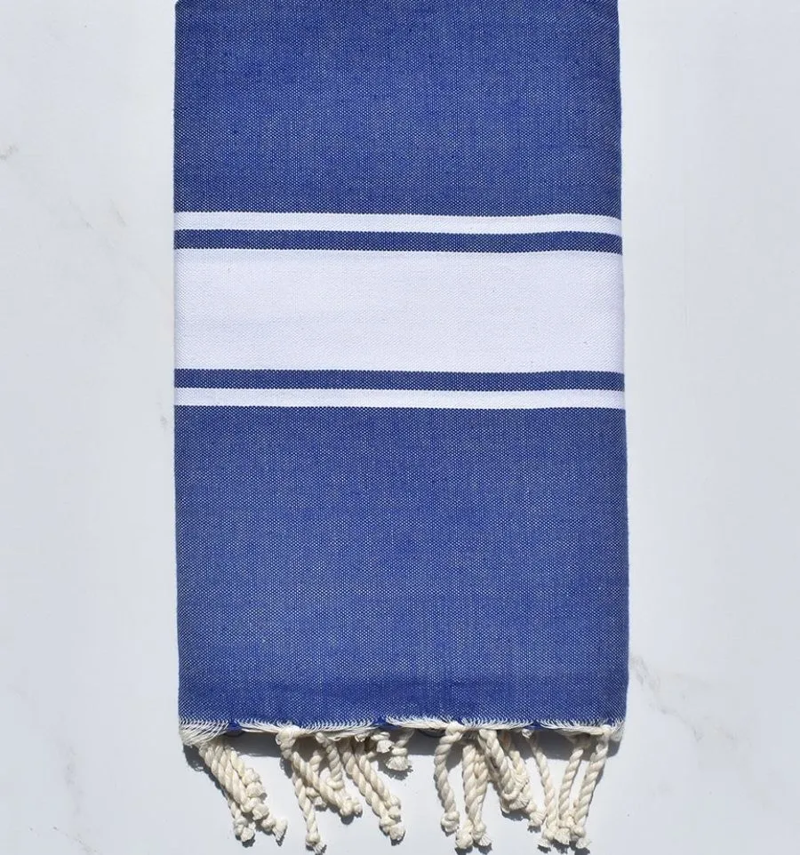 Fouta Plate Bleu jean 100x200 cm - 100 % Coton - FOUTA TUNISIA