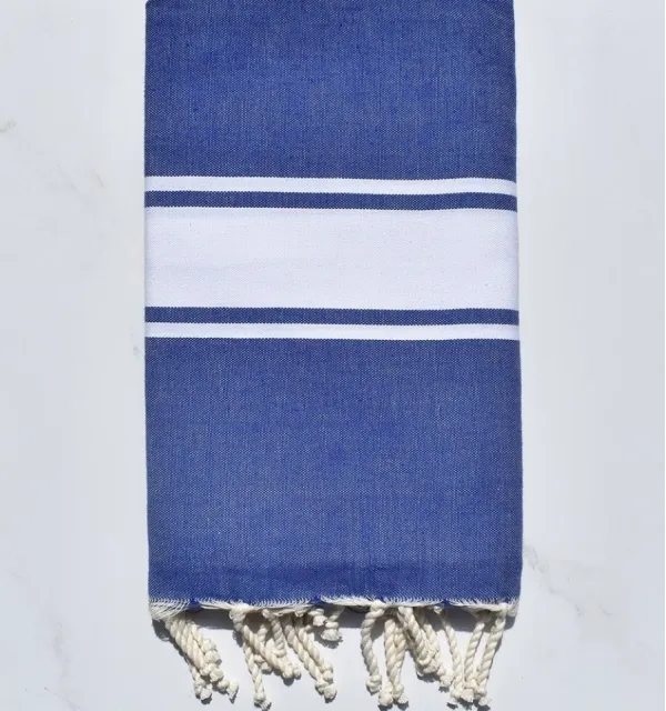 Fouta Plate Bleu jean 100x200 cm - 100 % Coton - FOUTA TUNISIA