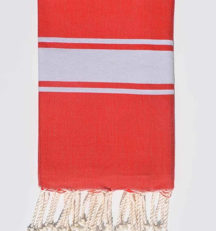 Fouta rouge anglais 100x200 cm - 100 % Coton - FOUTA TUNISIA