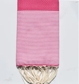 Fouta nid d'abeille rose carmine Fouta Tunisia - 3 2