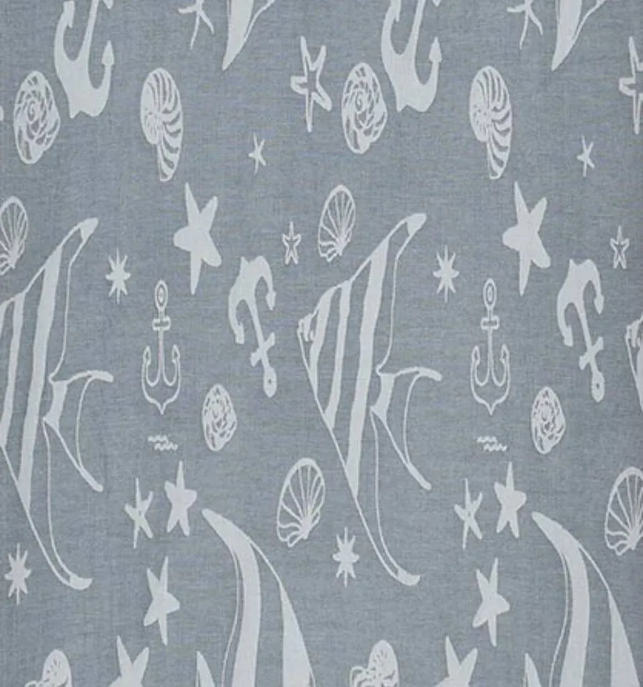 Fouta jacquard étoile de mer bleu guède et bleu dragée - FOUTA TUNISIA