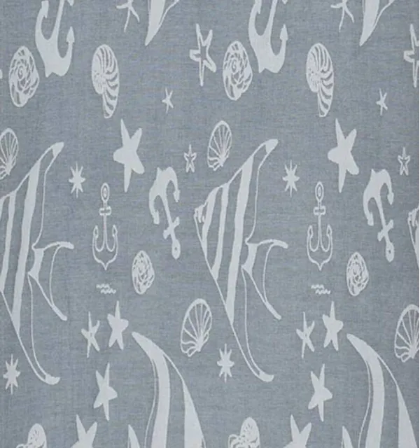 Fouta jacquard étoile de mer bleu guède et bleu dragée - FOUTA TUNISIA