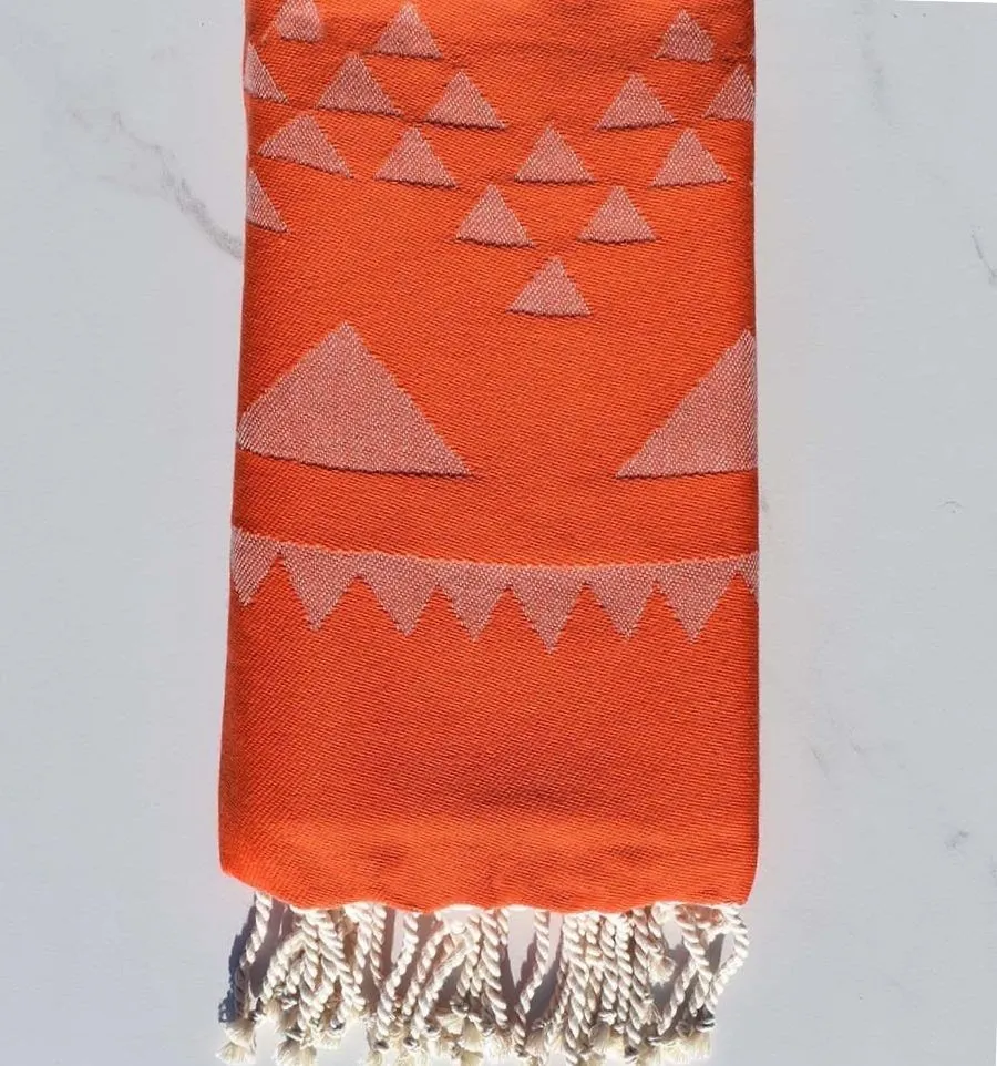 Fouta bohémian orange 100x200 cm - 100 % Coton - FOUTA TUNISIA